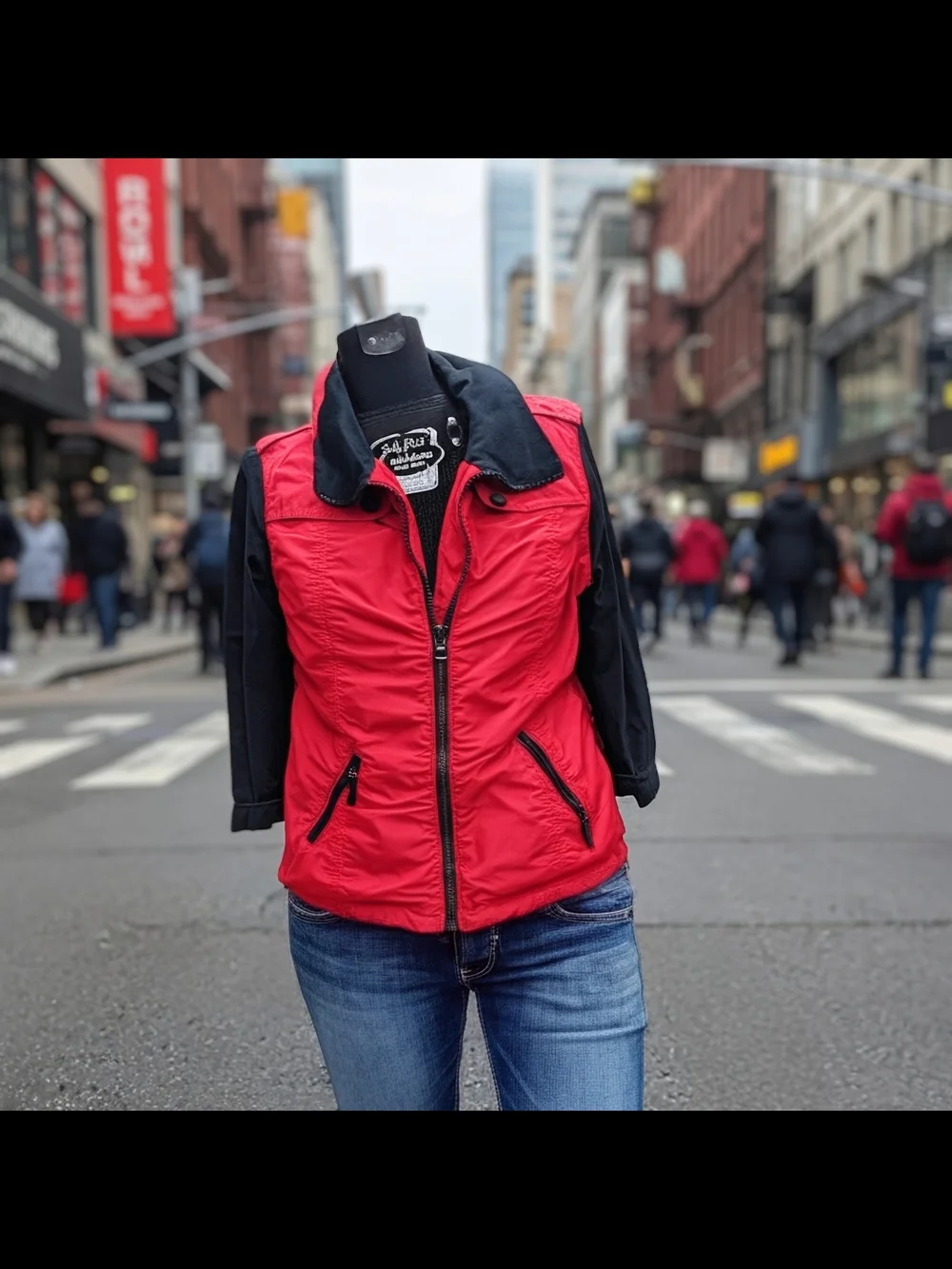 NWOT Chico's Zenergy Red & Black Full Zip Ruffle Windbreaker Jacket Size 2 (M/L)